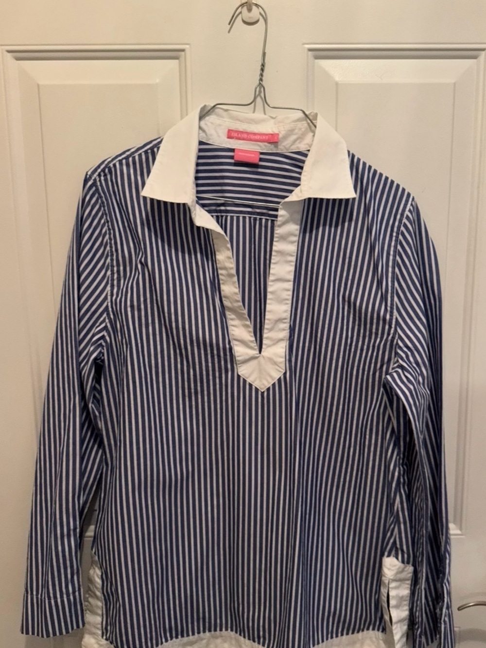 Island Company Navy and White Striped Popover Tunic-Large